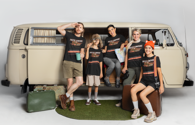 bella-canvas-t-shirt-mockup-of-a-happy-family-posing-next-to-a-camper-van-m34973